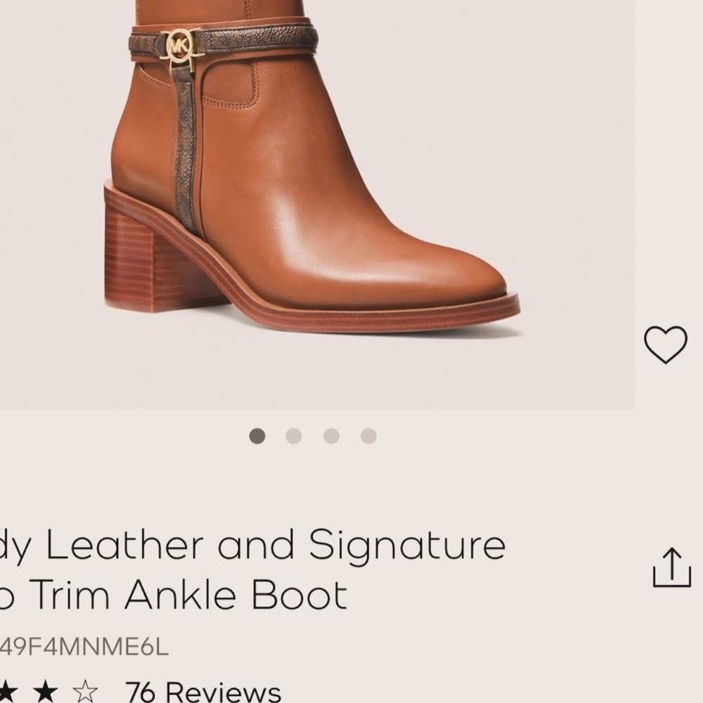 Brown Leather Ankle Boot with Gold Trim